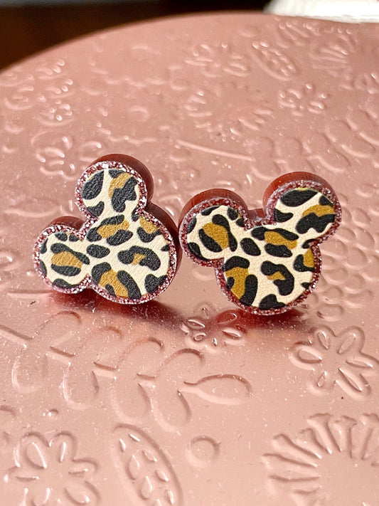 Mickey Leopard Studs Earrings