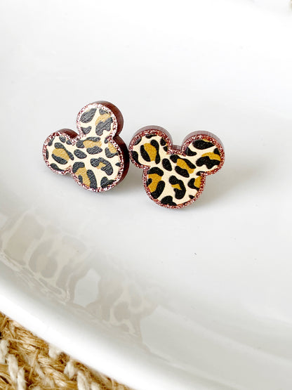 Mickey Leopard Studs Earrings