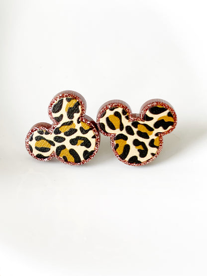 Mickey Leopard Studs Earrings