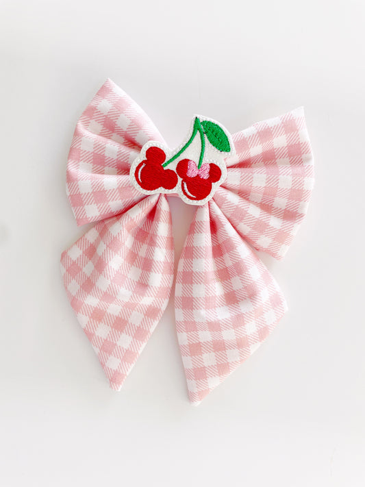 Minnie Mickey Cherry Hair Bow