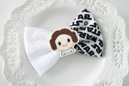 Leia Hair Bow, Black Hair Bow, Black And White Hair Clip, Leia Hair Bow, Classic Star Hair Bow, Princess Leia Hair Clip