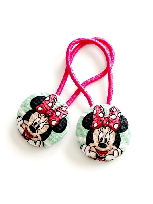 Pink Mouse Ponytail Holder, Mouse Hand Ponytail Holder, Girl Hair Elastic, Ponytail Holder, Cover Fabric Button Hair Tie, Pink Mouse