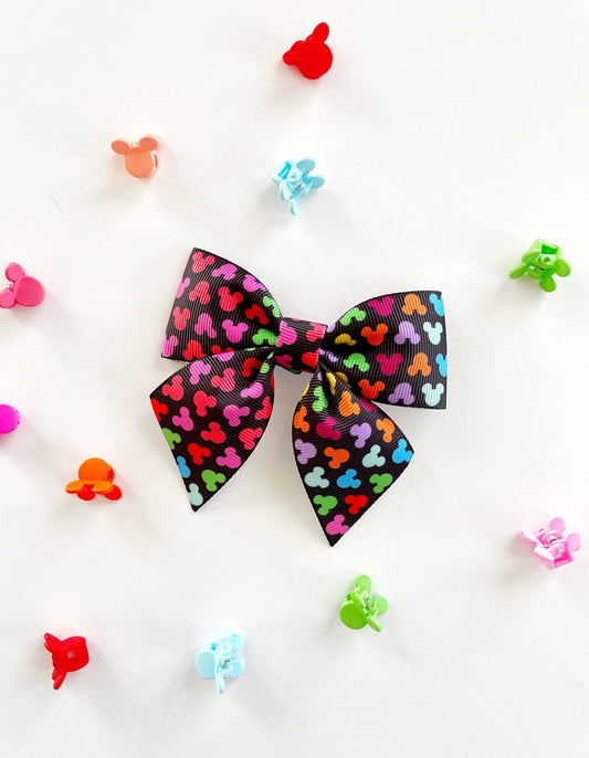 Mouse Hair Bow, Mouse Bow, Inspired Hair Clip, Ribbon Hair Clip, Theme Bow, Amusement Park Hair Bow, Sailor Bow