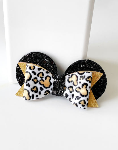 Minnie Mouse Ears Clip, Animal Kingdom Minnie Hair Clip, Safari Hair Bow, Disney Minnie Hair Clip, Animal Print Hair Clip, Minnie Mouse Bow