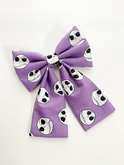 Jack Skellington Hair Bow, Jack Hair Bow, NBC Doodle Fabric Bow, XL Disney Hair Bow, Disney Hair Bow