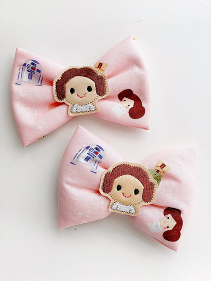 Leia Hair Bow, Star Wars Hair Bow, Pink Fabric Hair Clip, Leia Hair Bow, Star Wars Hair Bow, Princess Leia Hair Clip, Pink Star Wars