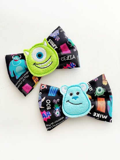 Monster Inc Hair Bow, Pixar Hair Bow, Disney Hair Clip, Hair Bow, Winnie Pooh Clip, Disney Christmas Hair Bow, Boo Hair Bow, Mike And James