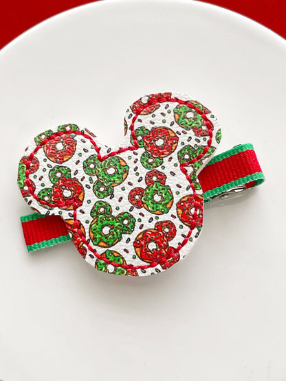 Minnie Mouse Clip, Holiday Gift, Christmas Minnie Hair Bow, Christmas Hair Clip, Feltie Hair Bow, Holiday Hair Clip, Disney Mickey Hair Clip