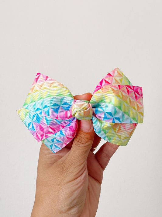 Epcot Inspired Fabric Bow, Disney Hair Bow, Color Hair Clip, Epcot Hair Bow, Epcot Hair Clip, Amusement Park Bow