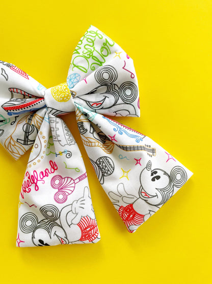 Disney Park Hair Bow, Mickey Hair Bow, Disney Fabric Bow, Disney Hair Bow, Disneyland Hair Bow