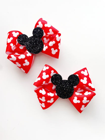 Minnie Mouse Ribbon Bow, Disney Hair Bow, Disney Park Hair Clip, Daisy Hair Bow, Minnie Mouse Hair Clip, Red Minnie Mouse Hair Bow