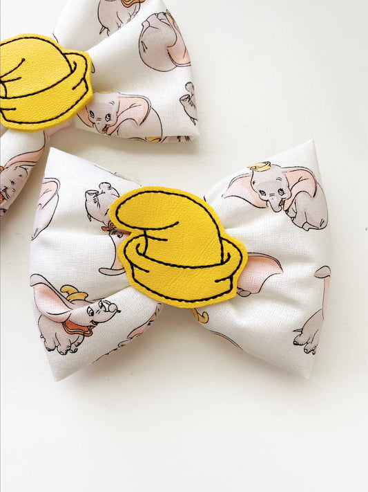 Dumbo Inspired Fabric Bow, Disneyland Hair Bow, Disney World Hair Clip, Dumbo Hair Bow, Elephant Bow Clip, Disney Park Bow