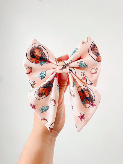 Moana Hair Bow, Disney Fabric Hair Bow, Moana Fabric Bow, Polynesian Hair Bow, Inspired Fabric Hair Bow