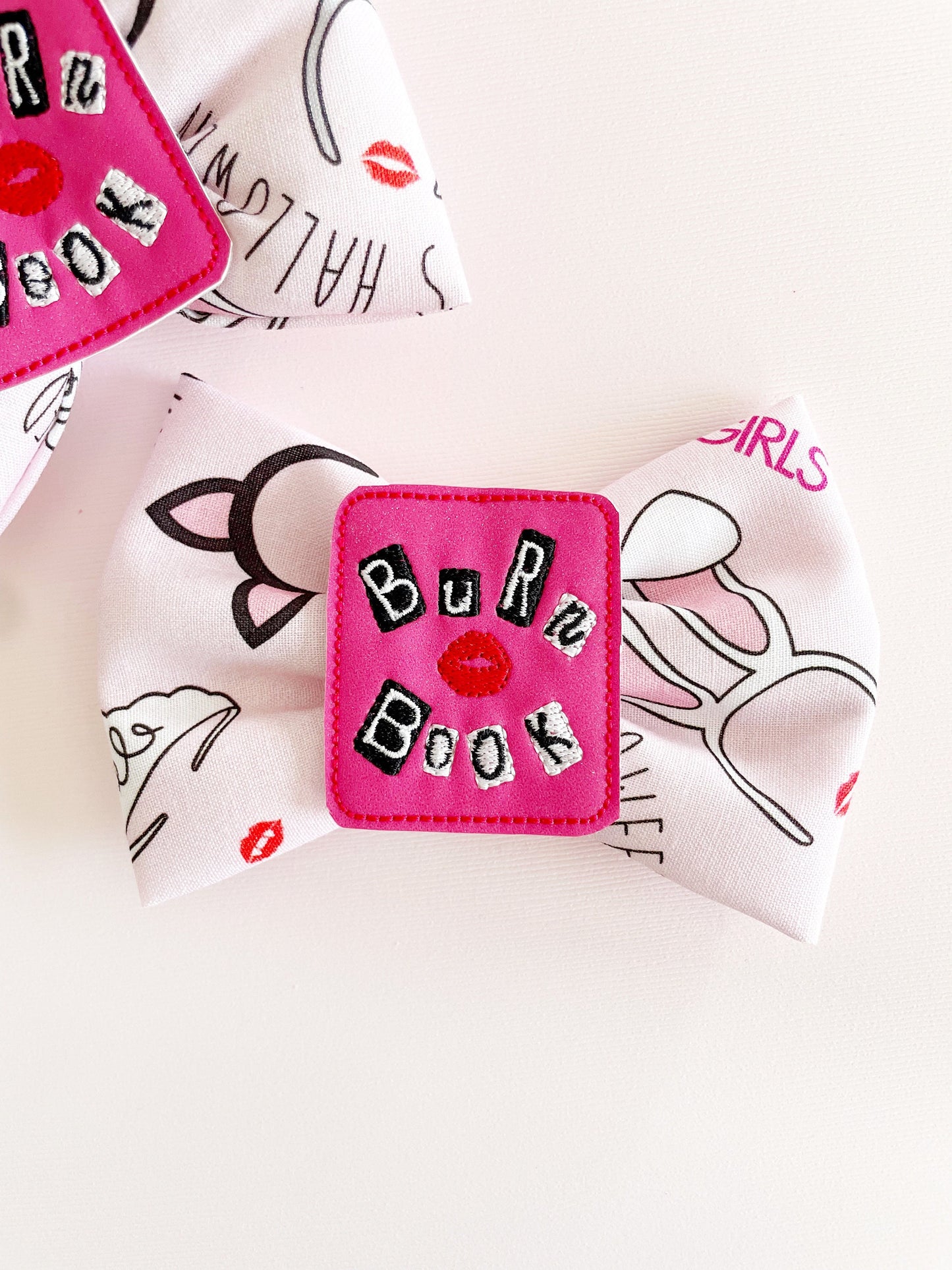 Mean Girls Hair Bow, Burn Book Hair Bow, Pink Fabric Hair Clip, The Burn Book Hair Bow, Pink Pillow Hair Bow, Pink Hair Book