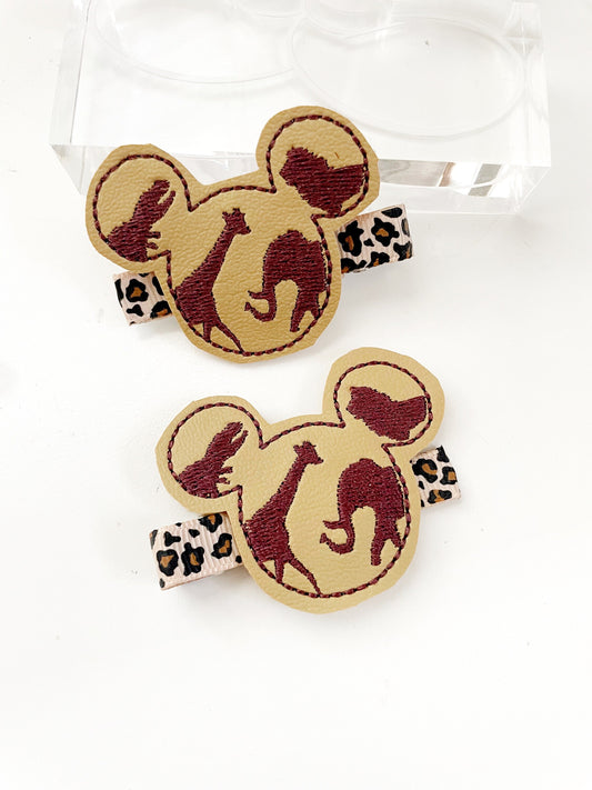 Safari Mickey Hair Clip, Animal Kingdom Hair Clip, Disney Hair Clip Set, Mickey Mouse Clips, Disney Hair Clip, Animal Disney Clip Set