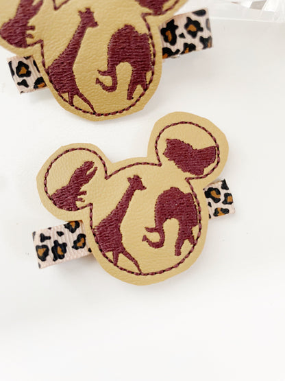 Safari Mickey Hair Clip, Animal Kingdom Hair Clip, Disney Hair Clip Set, Mickey Mouse Clips, Disney Hair Clip, Animal Disney Clip Set