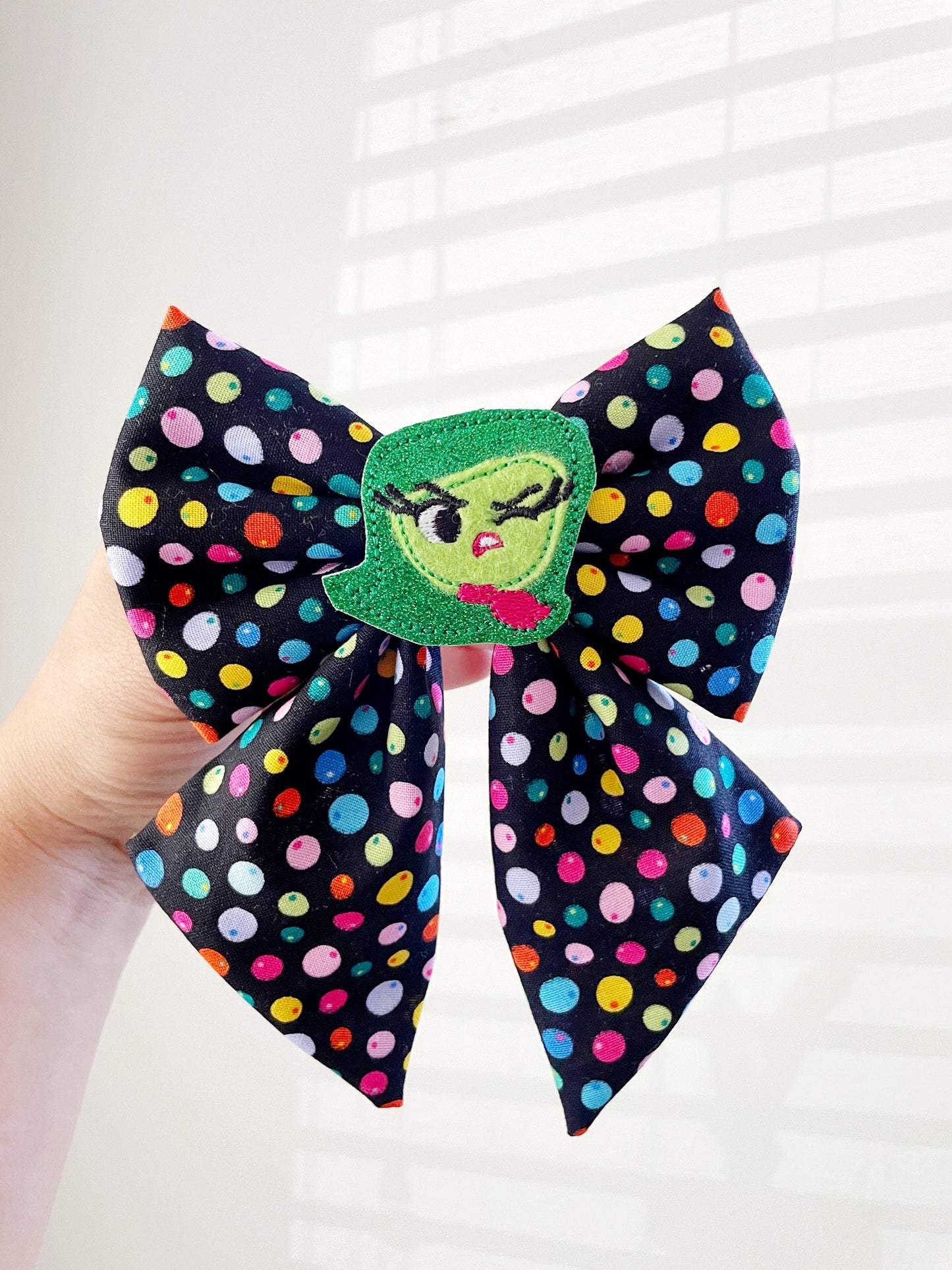 Inside Out Hair Bow, Disney Fabric Hair Bow, Anxiety Fabric Bow, Emotions Hair Bow, Pixar Fabric Hair Bow, Disney Hair Bow