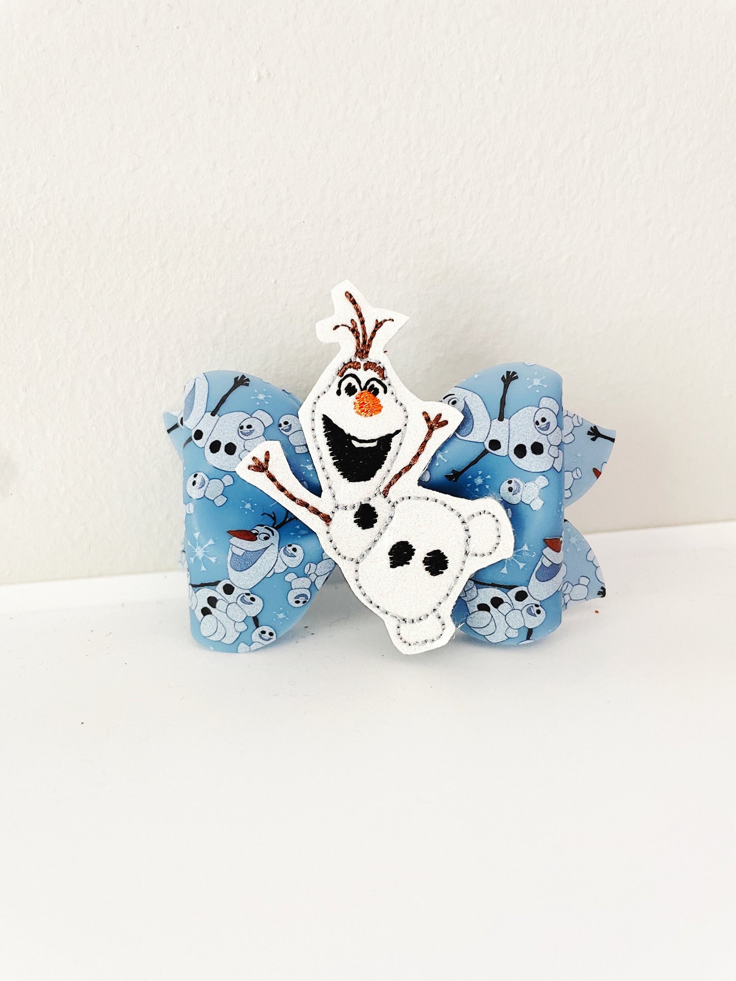 Olaf Hair Bow, Disney Inspired Hair Bow, Frozen Hair Bow, Disney Hair Bow, Faux Leather Hair Bow, Snowman Hair Clip